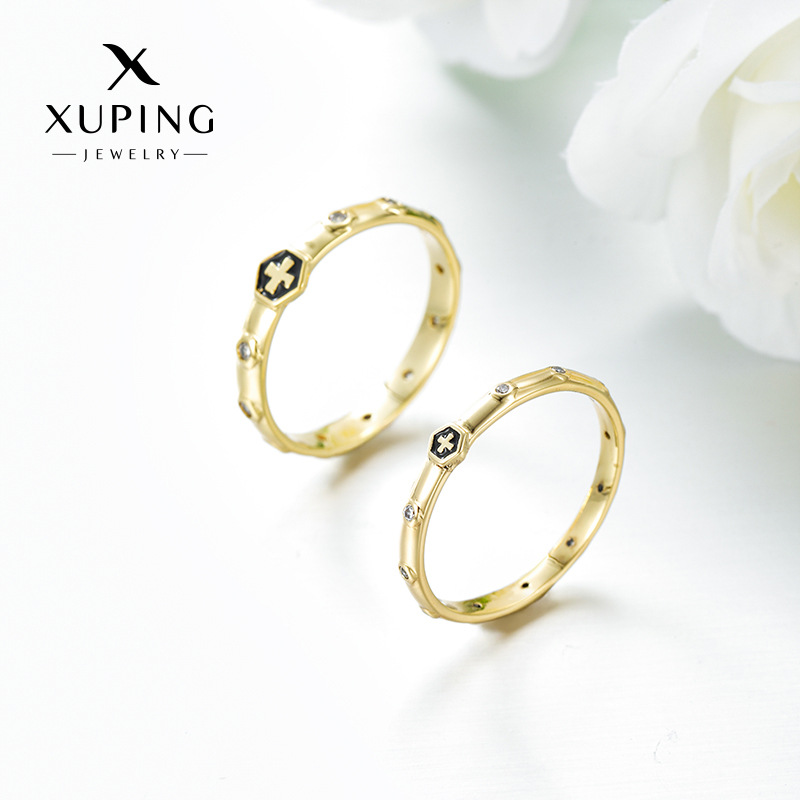 Xuping nueva aleación de cobre de moda galvanizado 14k nicho de estilo de moda simple anillo de pareja al por mayor