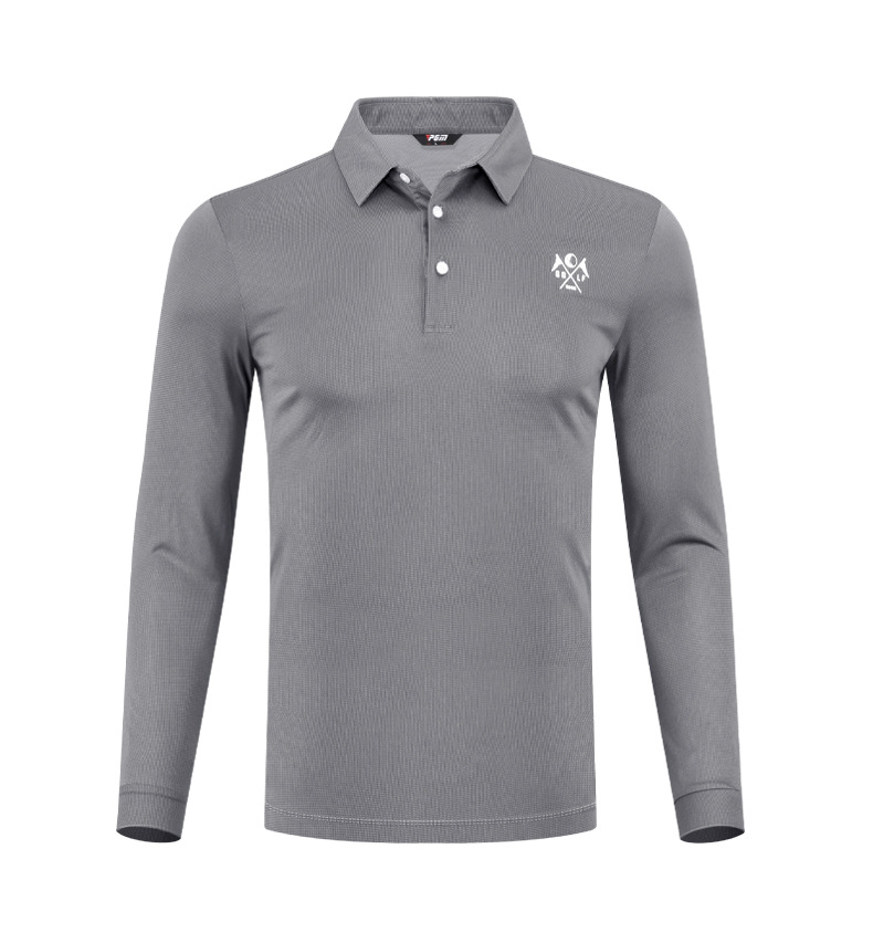 Áo thun dài tay golf nam PGM vải chức năng nhanh khô thoáng khí — YF445 màu xanh hải quân, YF445 Đen Xanh Navy, YF445 màu xanh nhạt, YF445 màu xám chi tiết 3