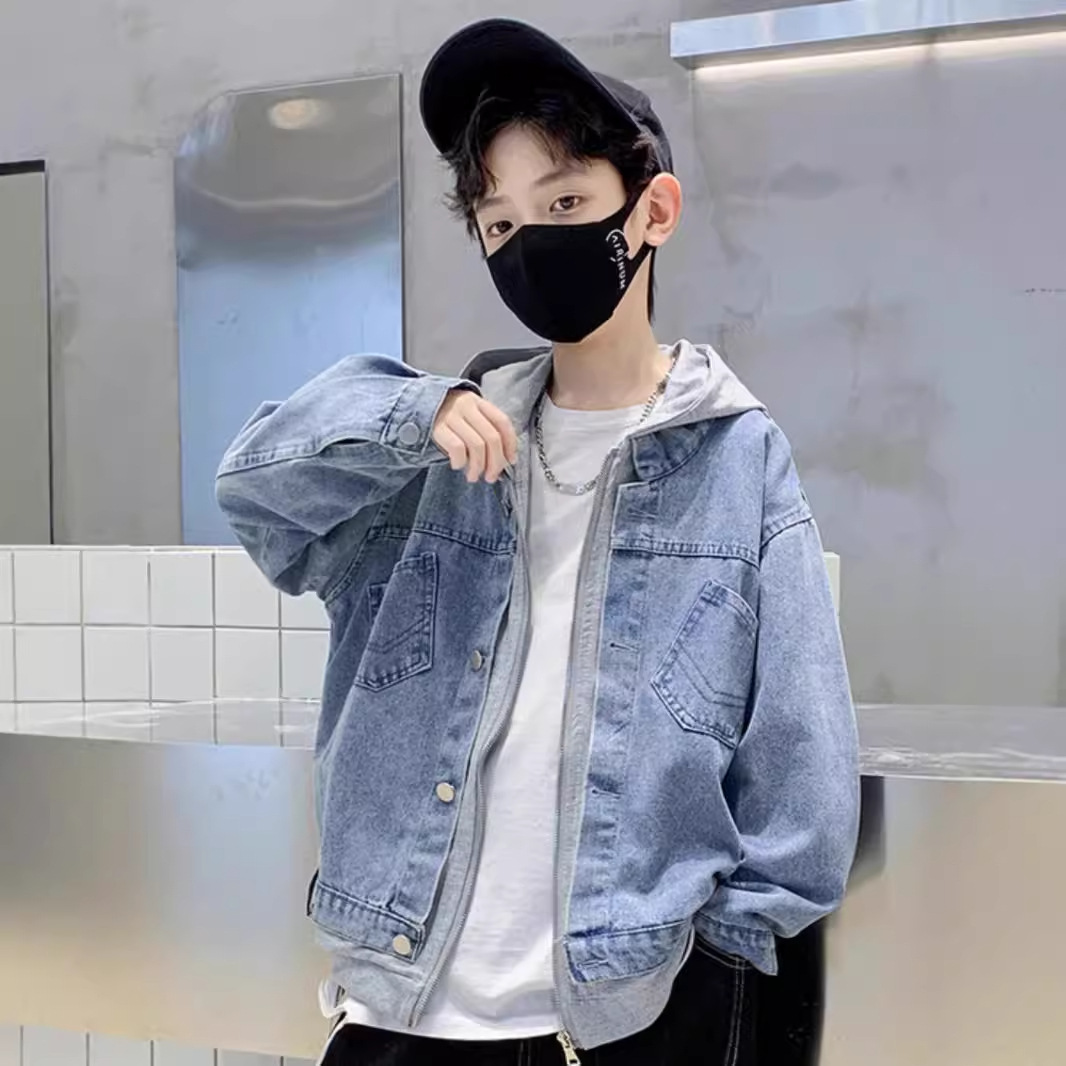 Children's Clothing Boys' Autumn Jacket Spring and Autumn Style 2026 New Model for Older Kids Autumn Boys' Cool Stylish Denim Fashion