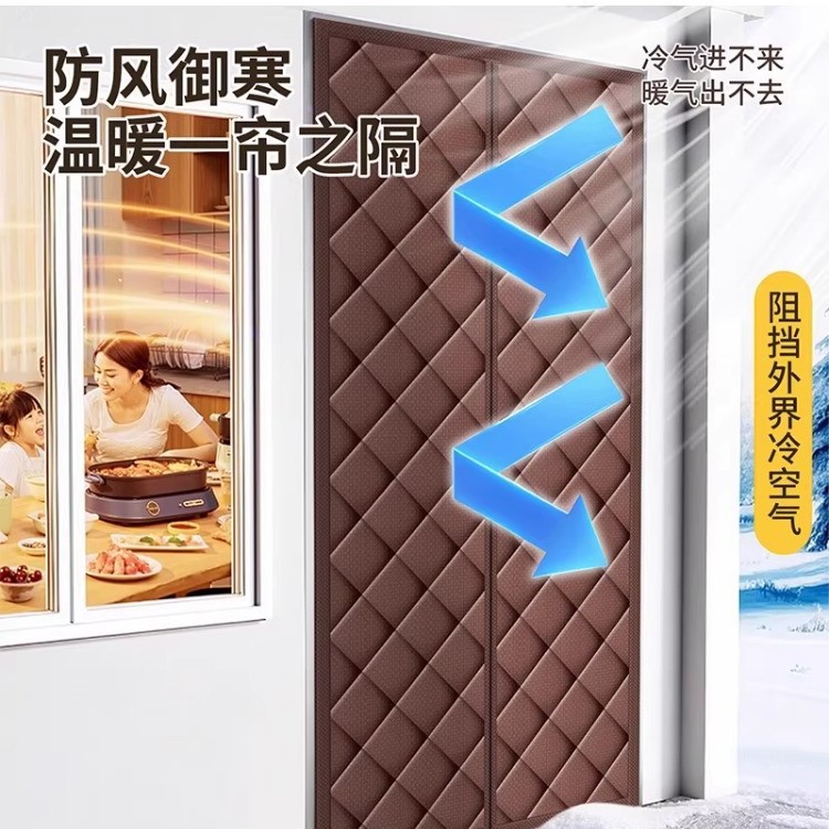 Nuevo tipo de cortina de puerta de algodón de invierno caliente para el hogar a prueba de aire acondicionado, viento grueso a prueba de frío, aislamiento térmico a prueba de viento, adsorción magnética autoadhesiva