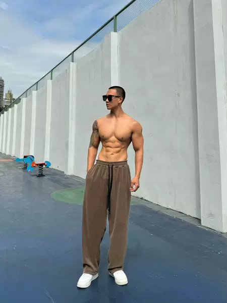 Gymbull Sports Fitness Long Casual Sports Pants with Copper Coin Texture Fabric, Comfortable, Breathable, and Stretchy