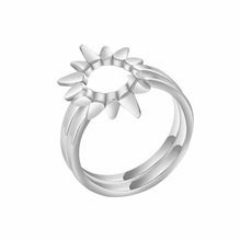 时尚欧美高级设计感太阳花组合戒指 女士百搭网红气质钛钢指环