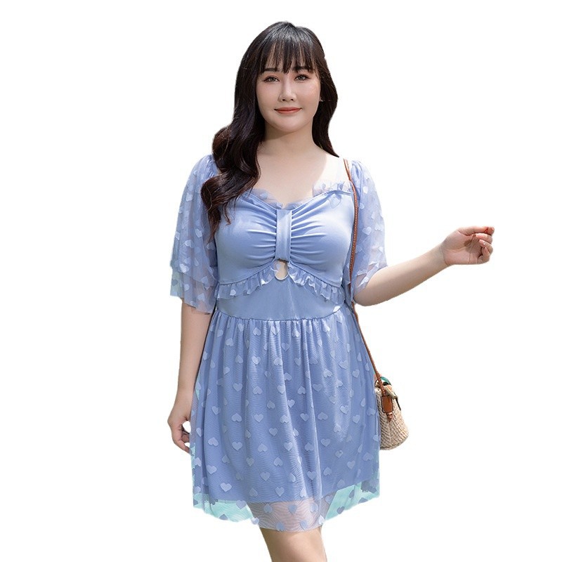 2024 nuevo traje de baño de talla grande para mujer MM200 kg holgado que cubre el vientre dividido boxer delgado y conservador traje de baño holgado