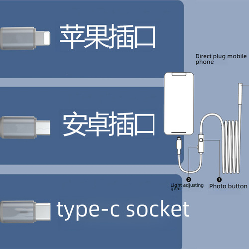 Apple Type-C Android HD 5MP Endoscope for Auto Repair, Industrial Use, Waterproof Pipeline Inspection Camera