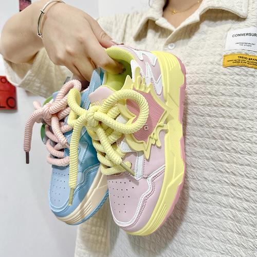 Internet celebrity thick-soled casual white shoes for women, spring and autumn  new niche versatile running sneakers for women