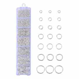 2300pc 3-10mm单圈连接圈开口圈盒装 7格收纳盒 DIY饰品制作配件