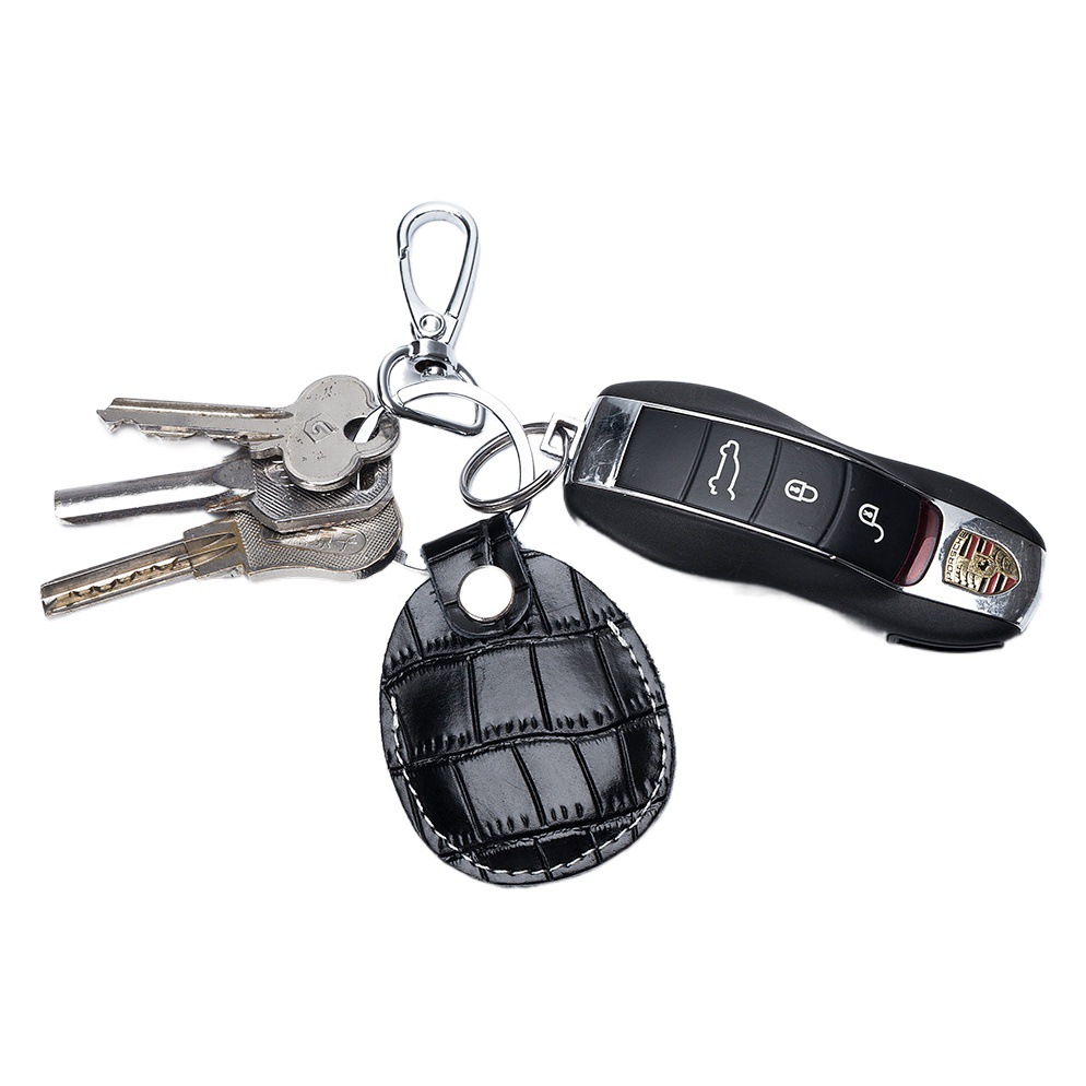 Genuine Leather Keychain Creative Mini Rectangular Drop-Shaped Protective Cover Access Card Holder Guitar Pick Cover Wholesale