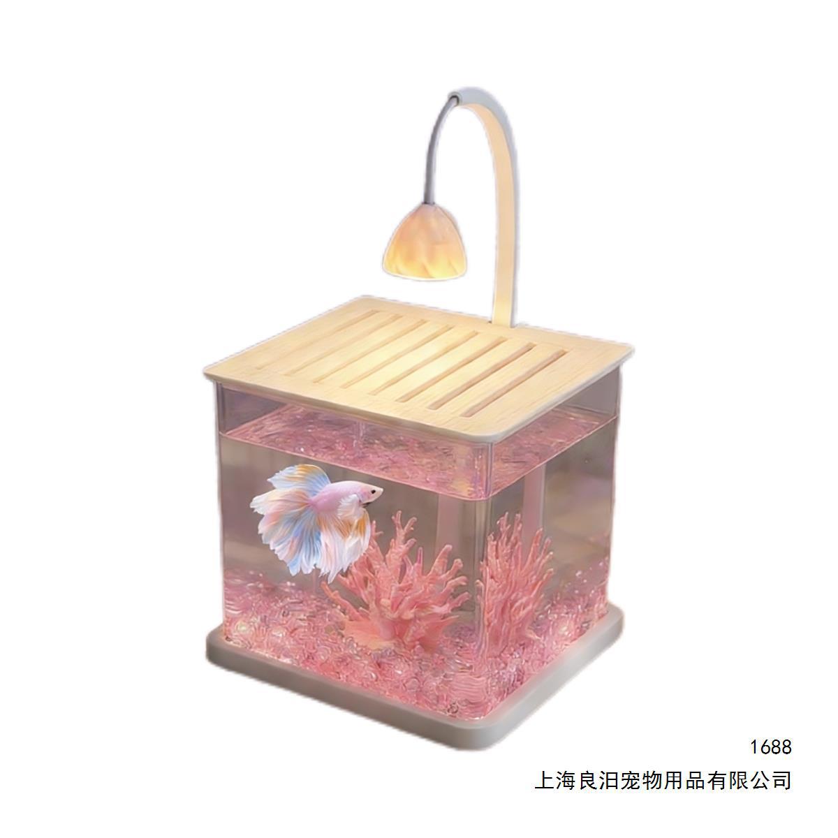 Acrílico rosa lámpara acuario con lámpara de escritorio ultra blanca atmósfera lámpara de oficina cuadrada ecológica paisajismo con cubierta acuario