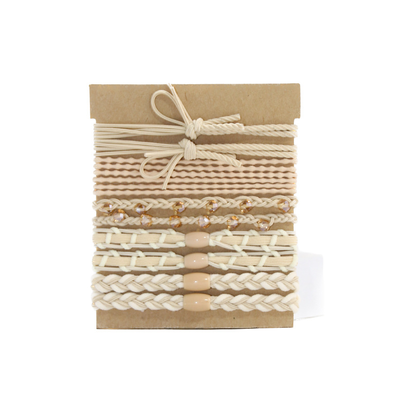 Amazon transfronterizo caliente conjunto de 20 piezas con diamante tejido banda de goma banda de pelo mujer estilo bohemio accesorios para el cabello al por mayor