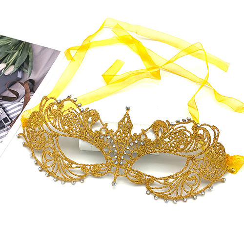 Masquerade Hollow Lace Mask Halloween Props Black Half Face Adult Sexy Diamond Eye Mask for Women