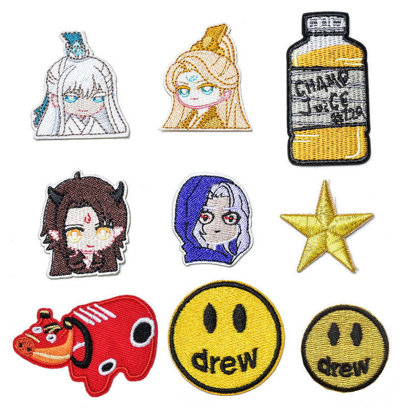 Creative self-adhesive cute cartoon embroidery cloth sticker badge clothes decorative cloth sticker computer embroidery stamp embroidery five-pointed star