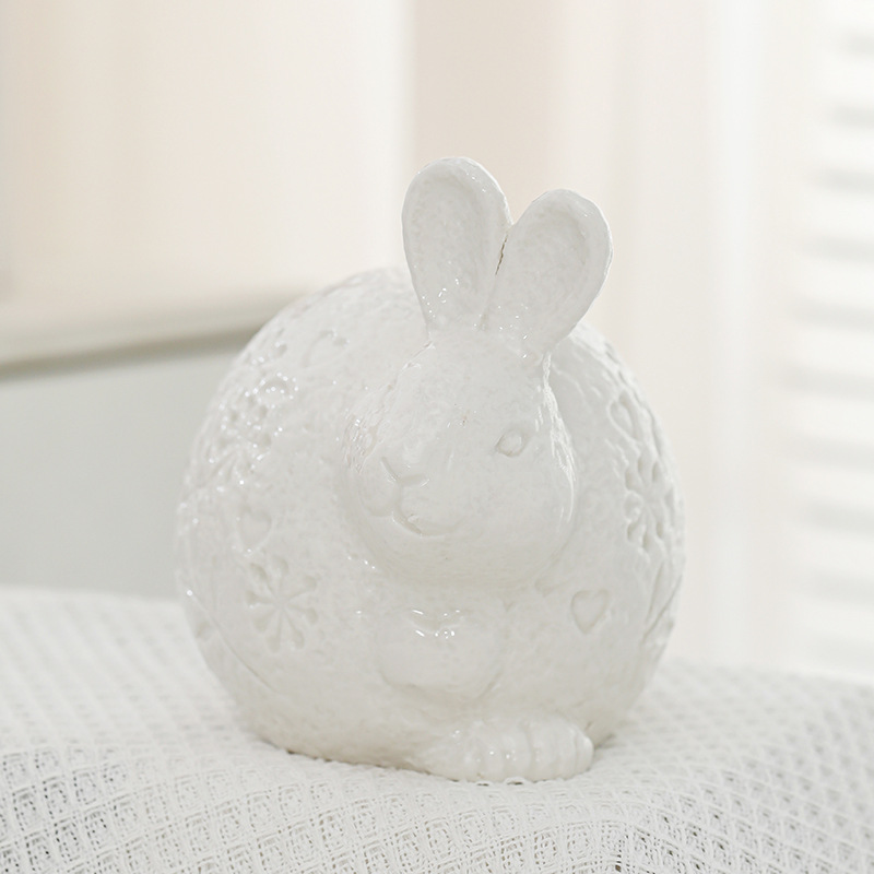 Nórdico abstracto pascua adorable conejo decoración animal blanco minimalista cerámica hogar al por mayor transfronterizo
