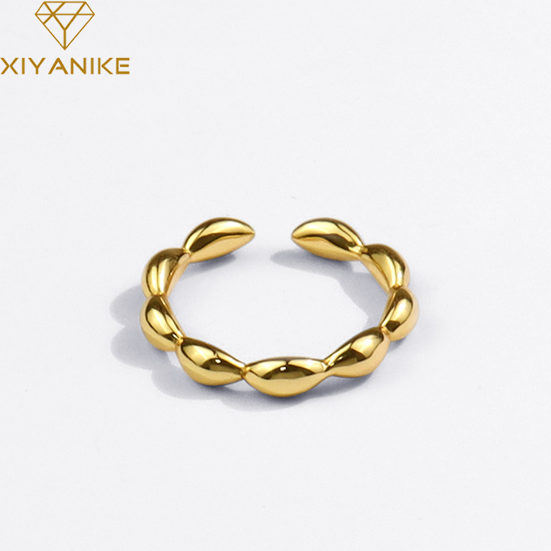 Korean version of the oliveshaped ring design sense geometric open ring wholesalepicture2