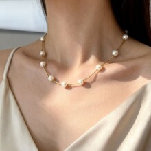 欧美跨境 气质简约满天星珍珠项链流苏项链女高级感串珠颈链小众