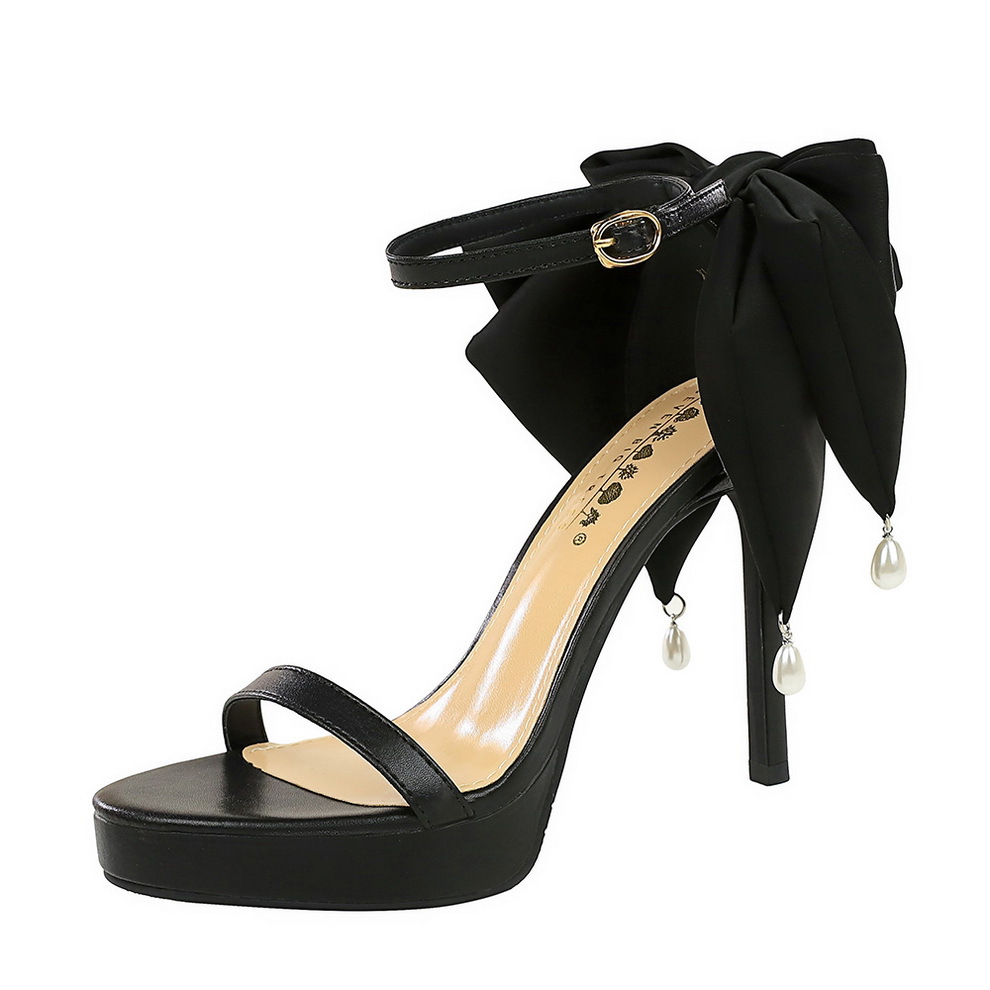 Women's High Heel Sandals With Waterproof Platform And Bow Detail_voghion.com