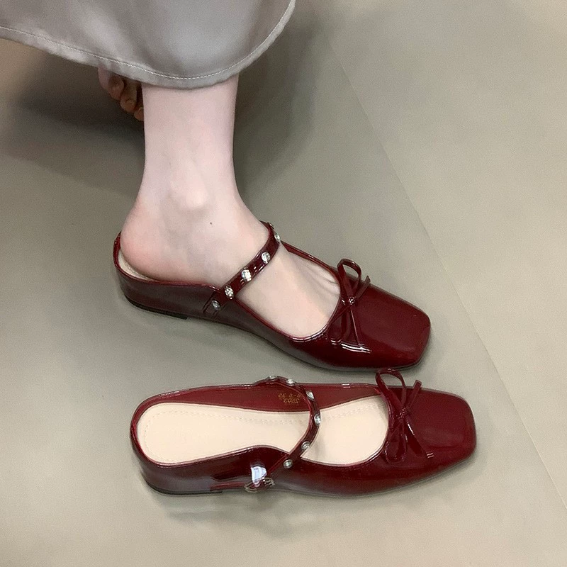 Fuchsia summer slippers with bow, soft sole