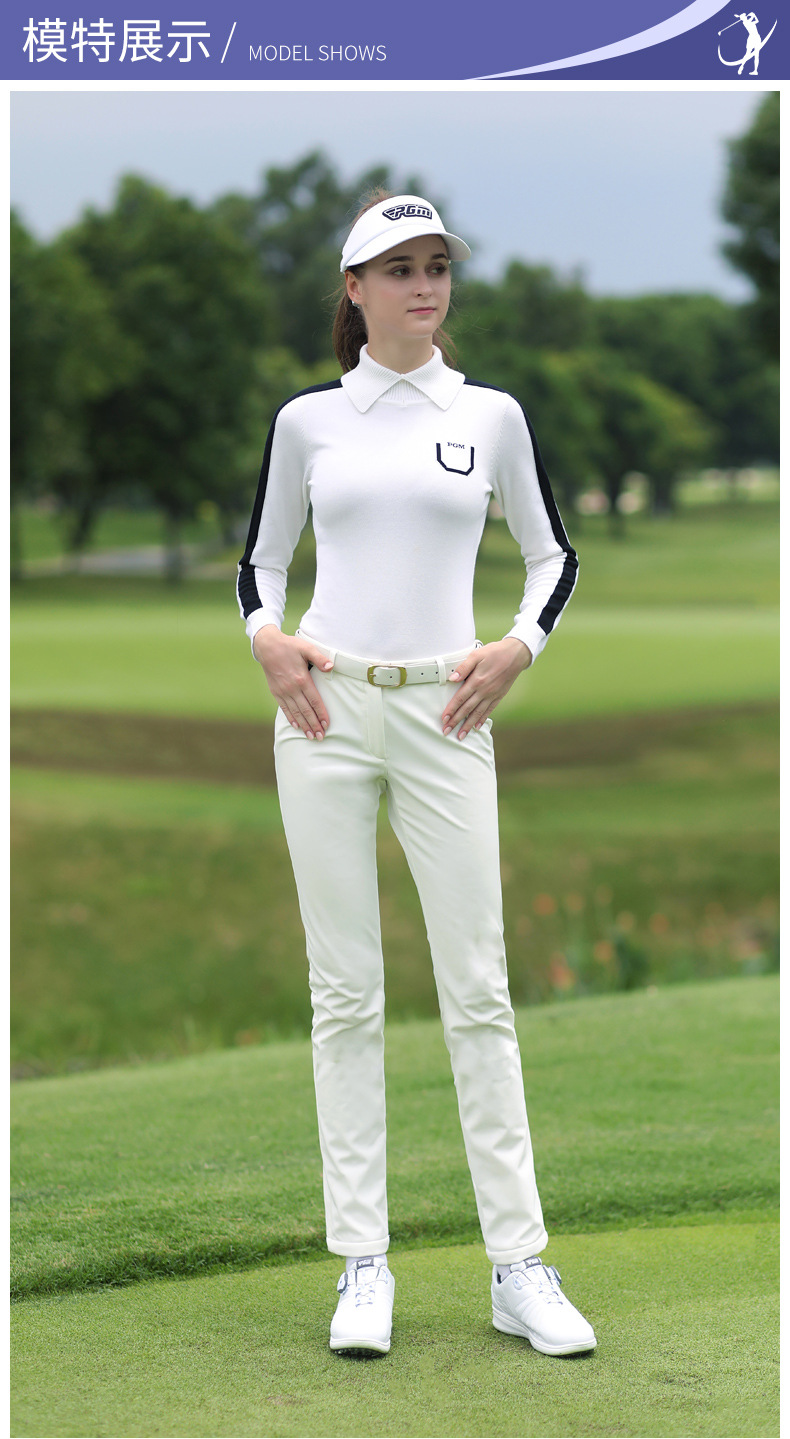 Áo len nữ dài tay PGM chơi golf thu đông chống lạnh — YF424-Đen, YF424-màu đỏ, YF424-màu trắng chi tiết 7