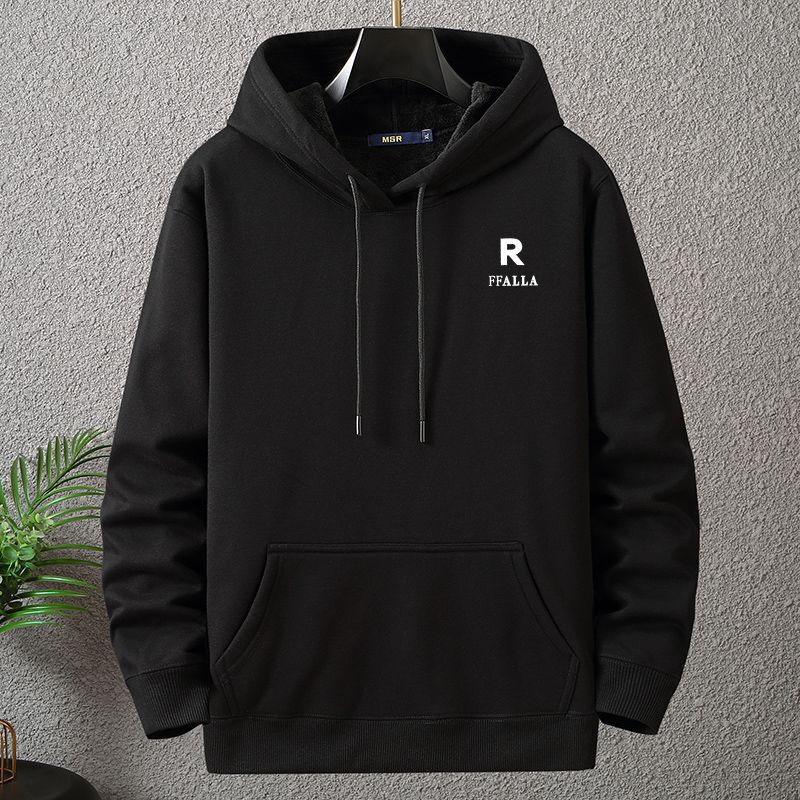 Fleece-lined Thickened Pullover Hooded Sweatshirt with Fertilizer Plus Size Loose Large Size Men's Super Soft and Comfortable Winter