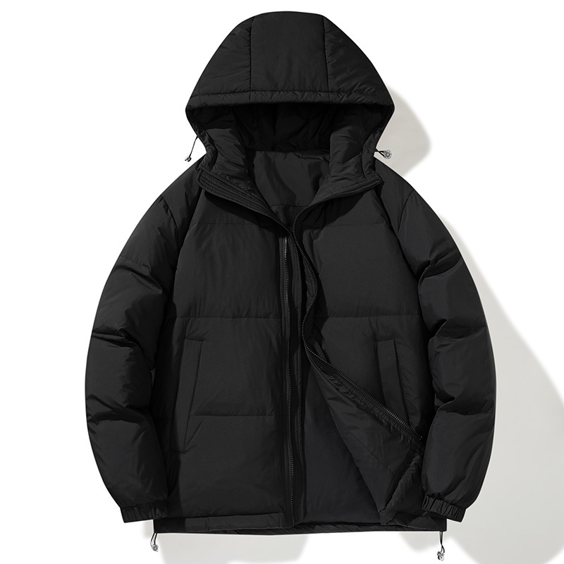 2025 Winter Hooded down Jacket Men's White Duck down Warm Loose Casual Short Pure Color Jacket Trendy Thickeneded