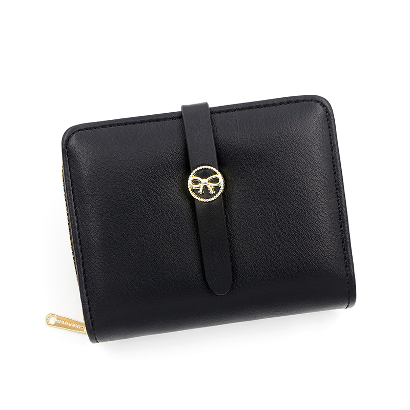 Hebilla de moda de estilo coreano de las mujeres billetera corta de gran capacidad Multi-tarjeta monedero certificado Bolsa De fábrica al por mayor