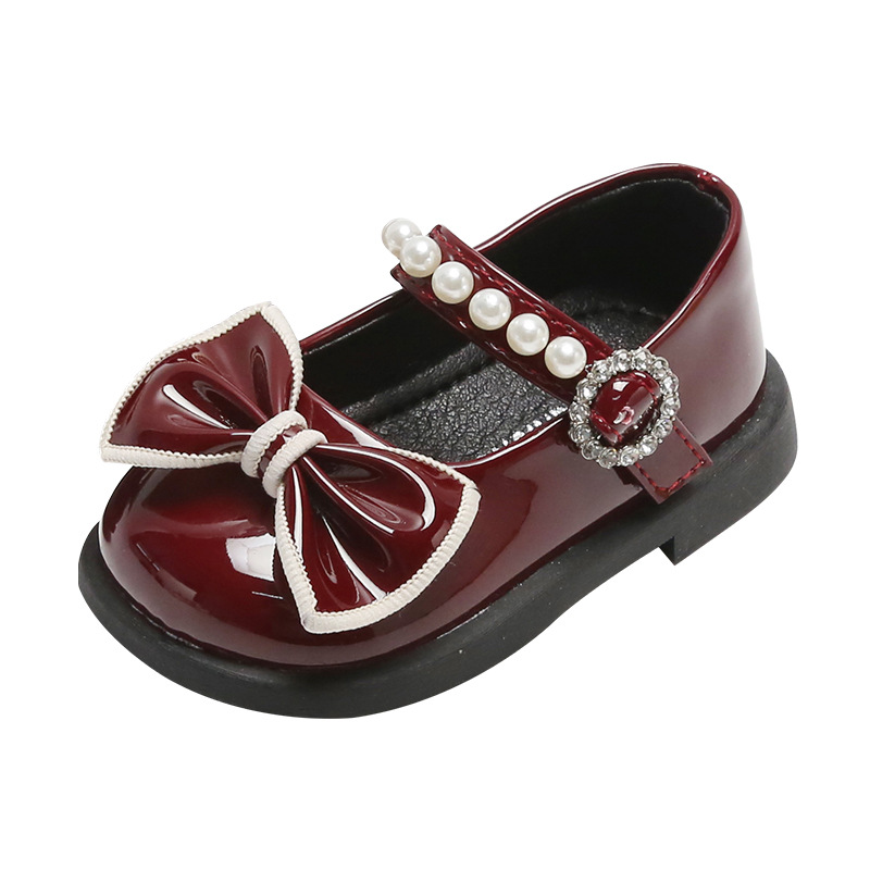 One Year Old Baby Toddler Shoes Baby Girl Princess Leather Shoes Children's Spring and Autumn Single-layer Shoes Soft Sole Non-slip Girls' Shoes