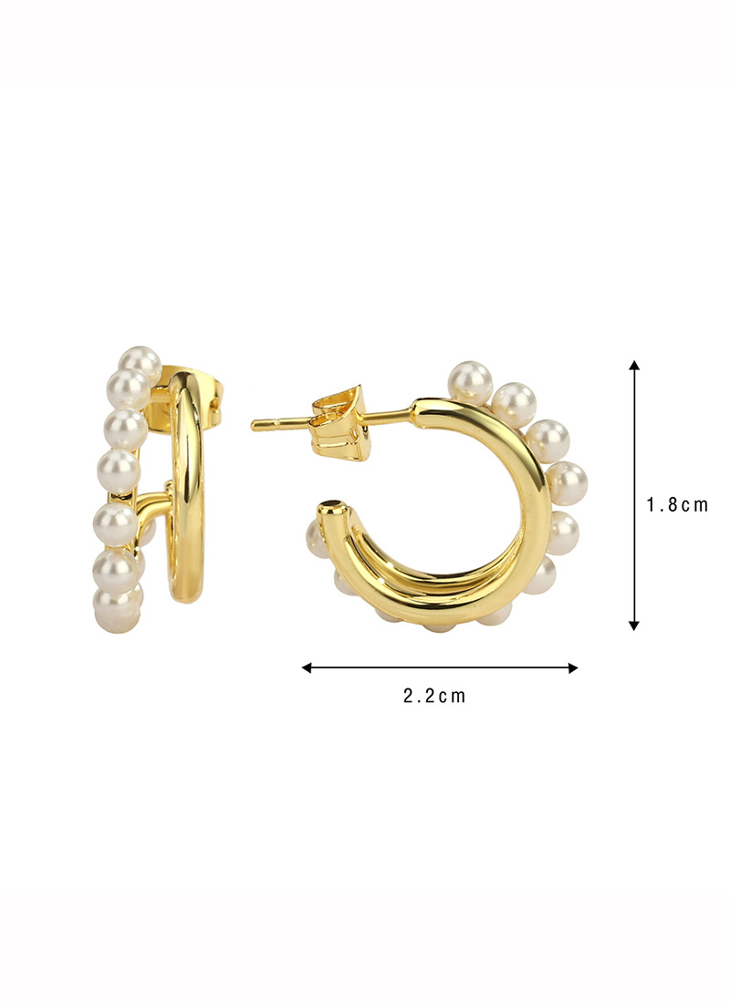 Moda Forma De C Cobre Perlas Artificiales Pendientes display picture 1