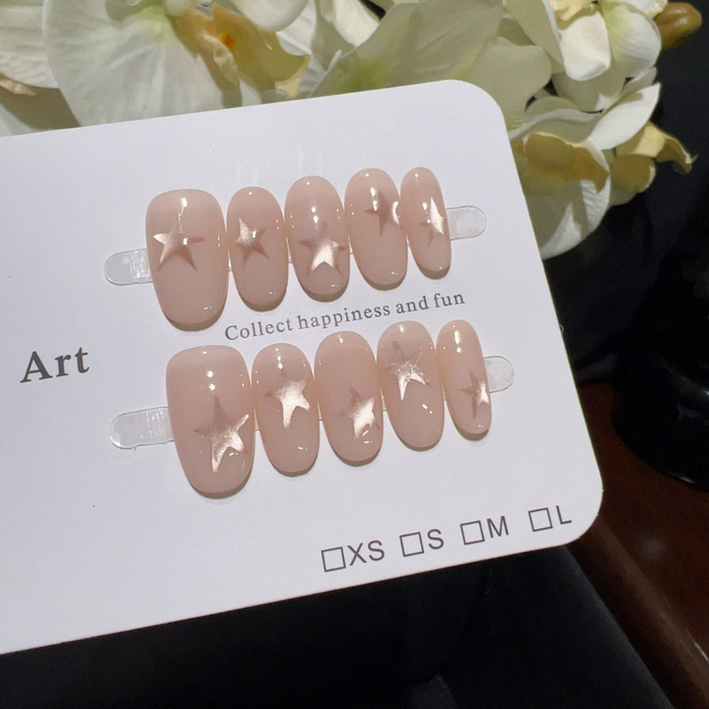 【Soft Pink Starlight】Gentle and Pure Nude Pink Starburst Nail Art, Versatile for Daily Use, Handmade Detachable Nail Pieces 【Soft Pink Starlight】Gentle and Pure Nude Pink Starburst Nail Art, Versatile for Daily Use, Handmade Detachable Nail Pieces