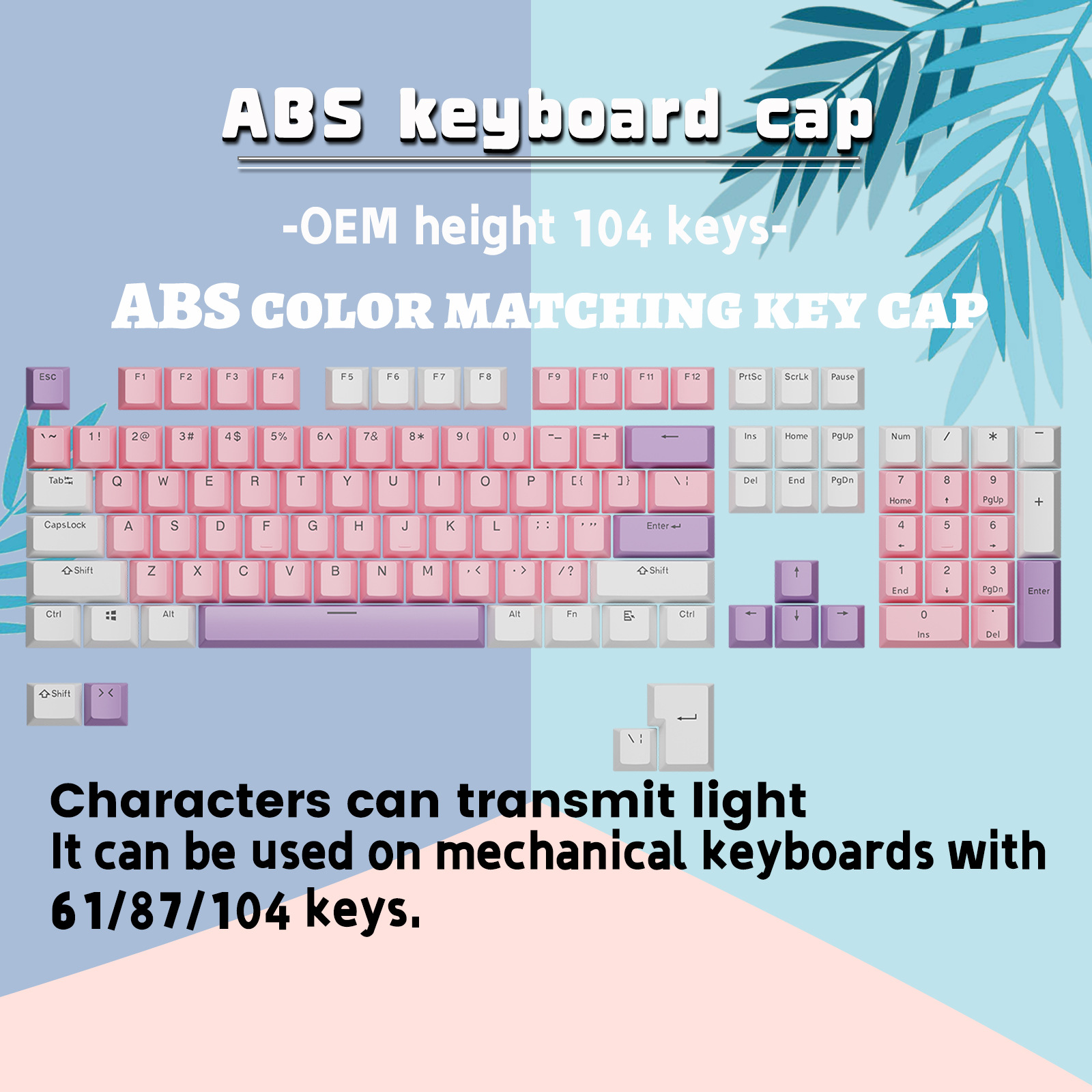 104-clave PBT color teclado tapa ABS inyección de dos colores carácter cerrado Teclado mecánico transparente tapa clave tapa image 9