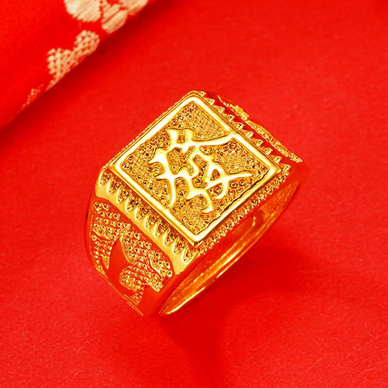 黄銅の金メッキの福の金儲けの指輪の男性の多種類の車の花は宝の蛇口の関公の戒子の金メッキの指輪を招きます。