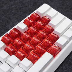 透明 PC ラブキーキャップグリッターパウダーオリジナル透明紫赤ラブメカニカルキーキャップクロスホールユニバーサル diy