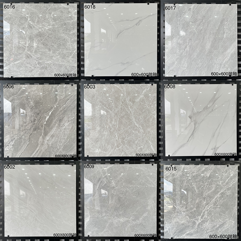 √全抛釉灰色瓷砖600x600客厅防滑地板砖卧室地砖服装店商场工程