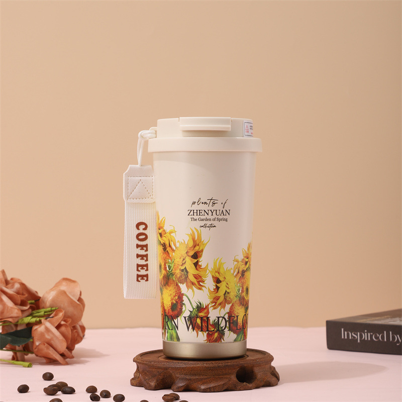 Taza de café multicolor de venta caliente Taza de aislamiento térmico de acero inoxidable portátil para salir taza de agua de paja nueva taza de bebida directa de alto valor nominal
