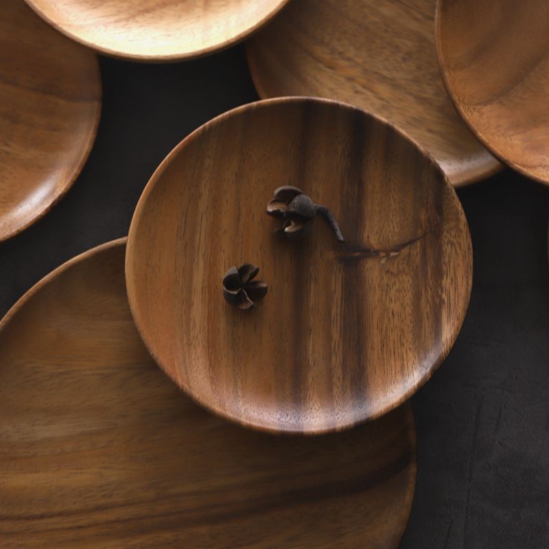 De estilo japonés de América del Sur nogal irregular placa de madera maciza plato de fruta seca Placa de aperitivo de registro pequeño disco de bandeja