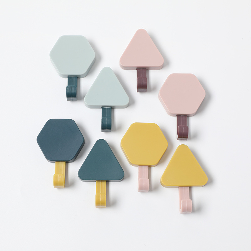Gancho sin perforar detrás de la puerta de la pared creativo práctico Estilo nórdico triángulo gancho hexagonal colgando joyería mochila