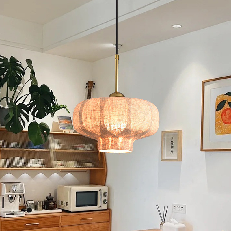 Sudeste de Asia retro lámpara de cristal comedor restaurante iluminación simple tienda creativa lámpara comercial japonés lámparas de lino