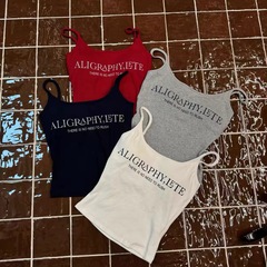 Red sexy camisole with breast pads for women's outer wear summer niche hot American sweet and spicy short top