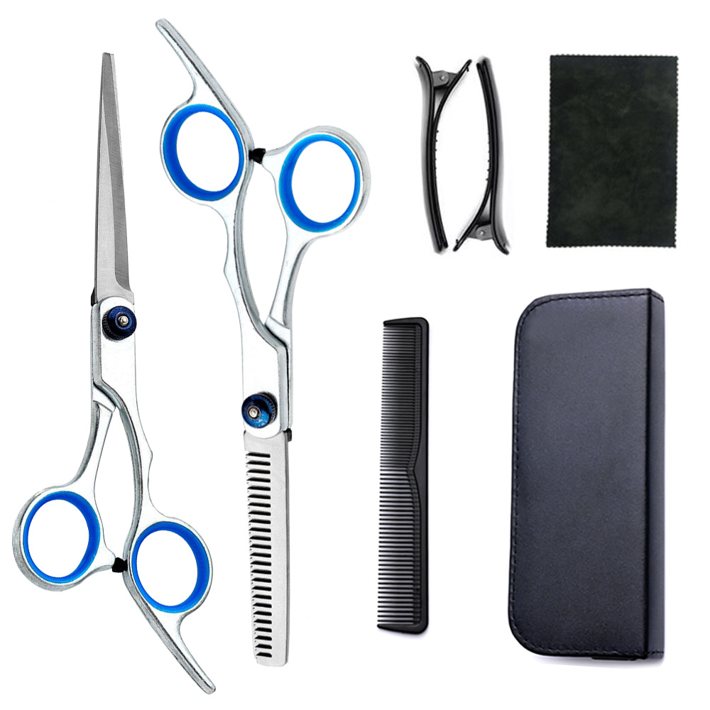 Corte de pelo tijeras transfronterizas amazonas color tijeras de dientes planas cortadas delgadas frange tijeras divisorias fábrica de tijeras al por mayor set de tijeras de peluquería