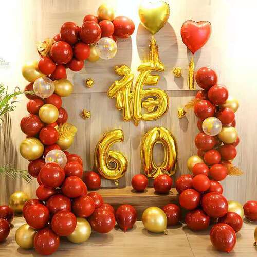 Birthday balloons for the elderly, happy birthday, birthday banquet decoration scene layout, hotel background wall birthday supplies