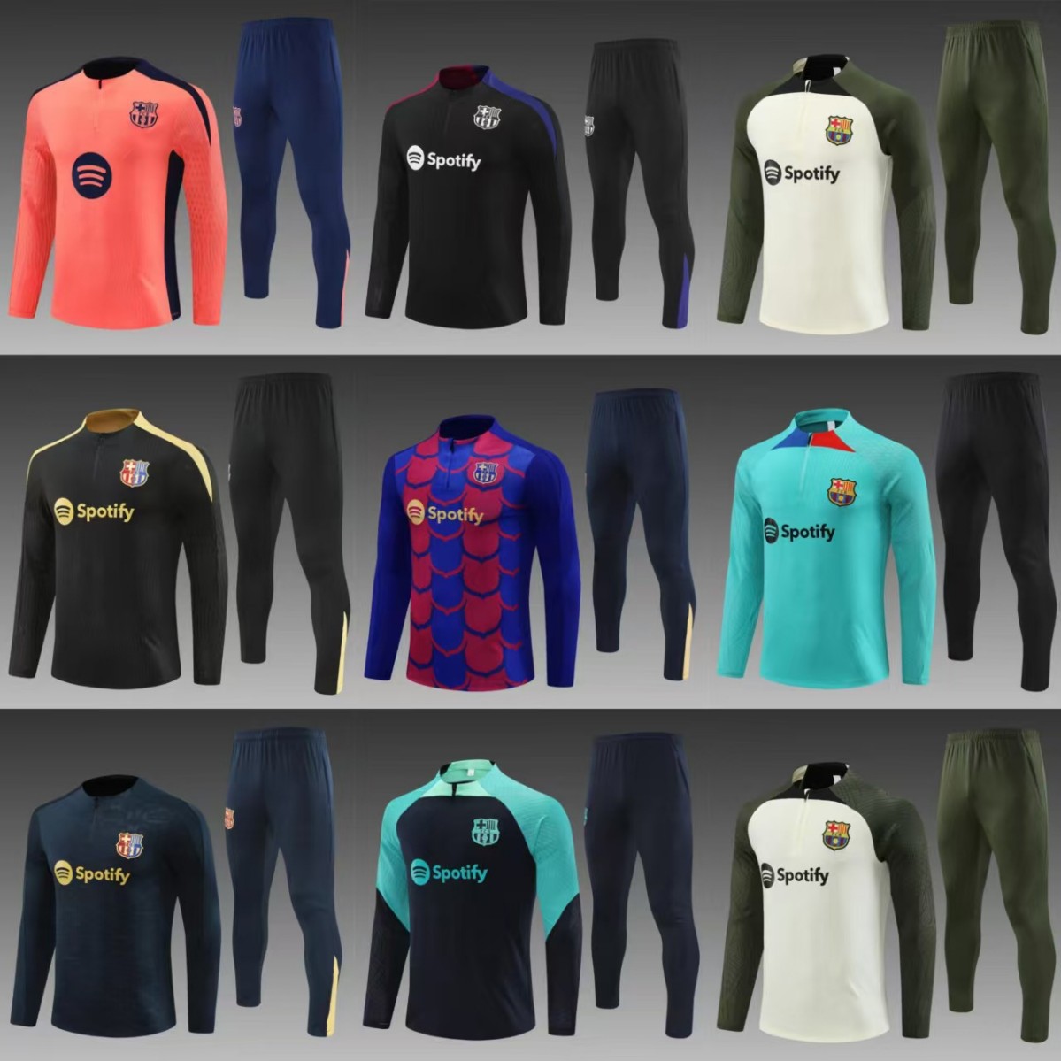 23-24-25 Basser Series Winter Long Sleeve Adult Children Same Pre-match Training Suit Half-pull Jersey Football Suit