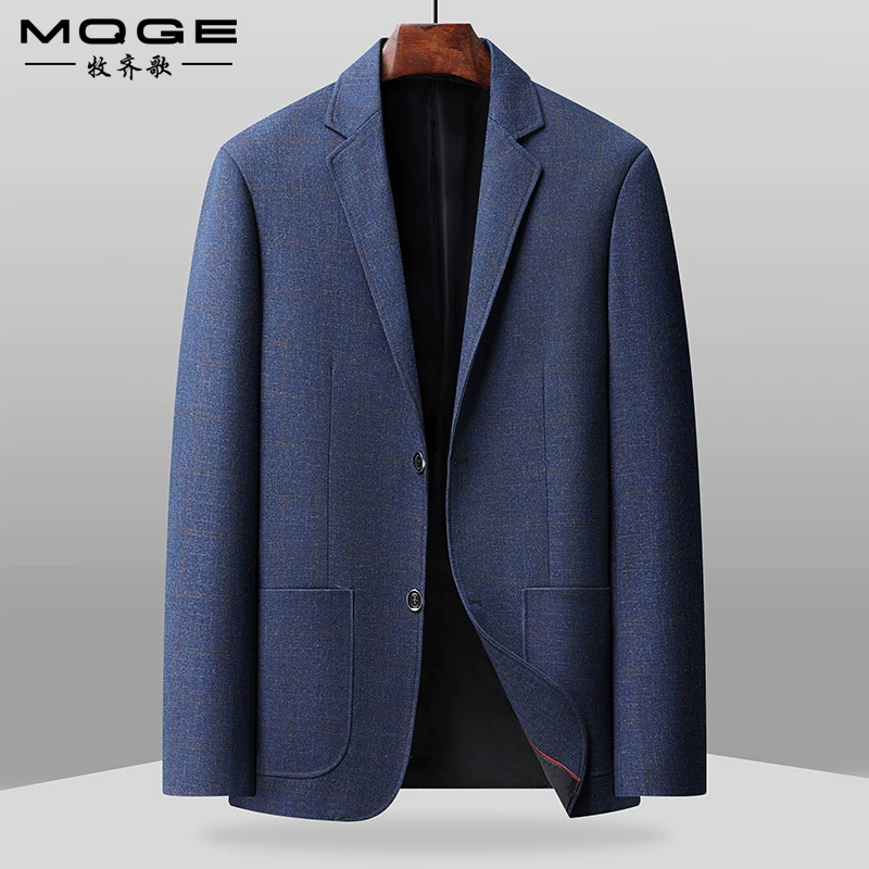 2025 Новый весенний и осенний мужской костюм бизнес повседневный плоский воротник с двумя пряжками в клетку против морщин пальто