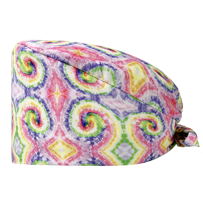 El algodón puro de las mujeres impresas europeas y americanas del sombrero de la enfermera de ICU con la toalla del sudor gorra quirúrgica del comercio exterior tapa de la cabeza del bolso entrega transfronteriza