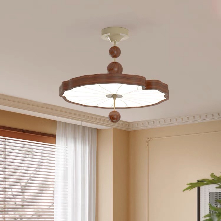 Dormitorio francés, estética retro de la dinastía Song, iluminación de la habitación, atmósfera antigua, estudio de madera maciza, lámpara de comedor, candelabro de hoja de loto