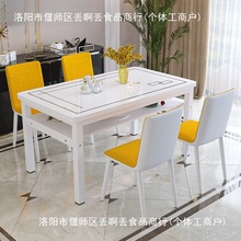 钢化玻璃双层餐桌椅组合小户型家用储物吃饭桌子快客餐厅饭店桌椅