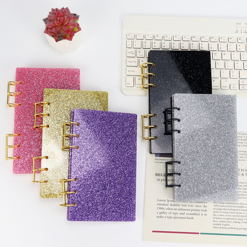 Cross-Border Glitter Acrylic Loose-Leaf Cover Clip Hand Ledger Transparent Cover Hard Shell High-Value Detachable Notebook