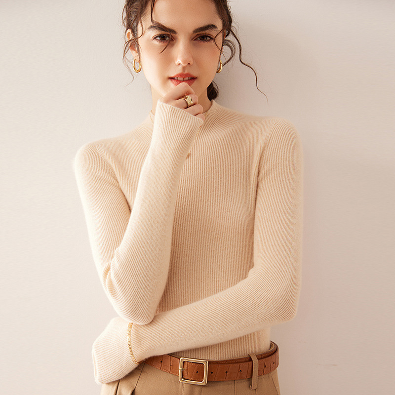 Ordos City Half-Turtleneck Cashmere Sweater for Women, 100% Pure Cashmere, Slim Fit, Ready-To-Wear Knit Base Layer Long Sleeve Ordos City Half-Turtleneck Cashmere Sweater for Women, 100% Pure Cashmere, Slim Fit, Ready-To-Wear Knit Base Layer Long Sleeve