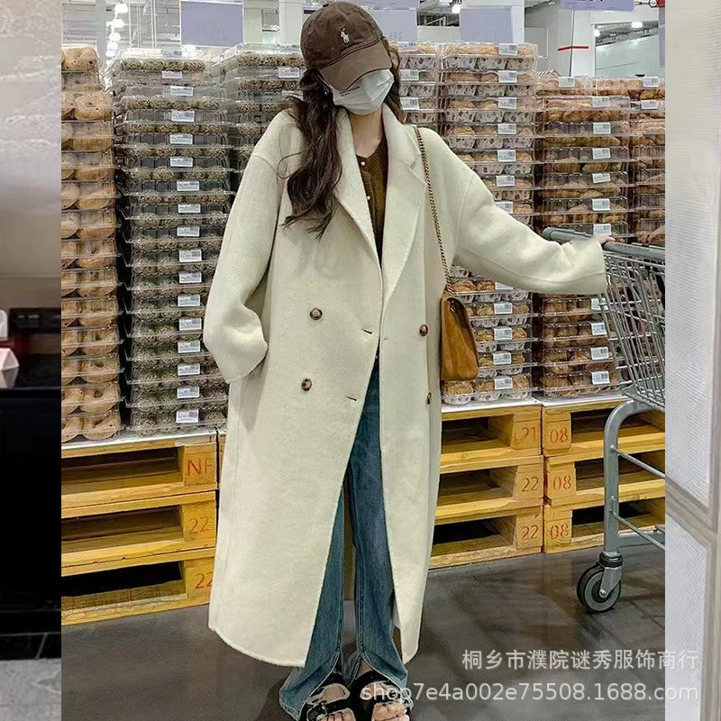 [Серия «Тайны»] Двустороннее шерстяное пальто Puyuan 2025 года, осеннее, длинное, двубортное, из высококачественной шерсти, для женщин