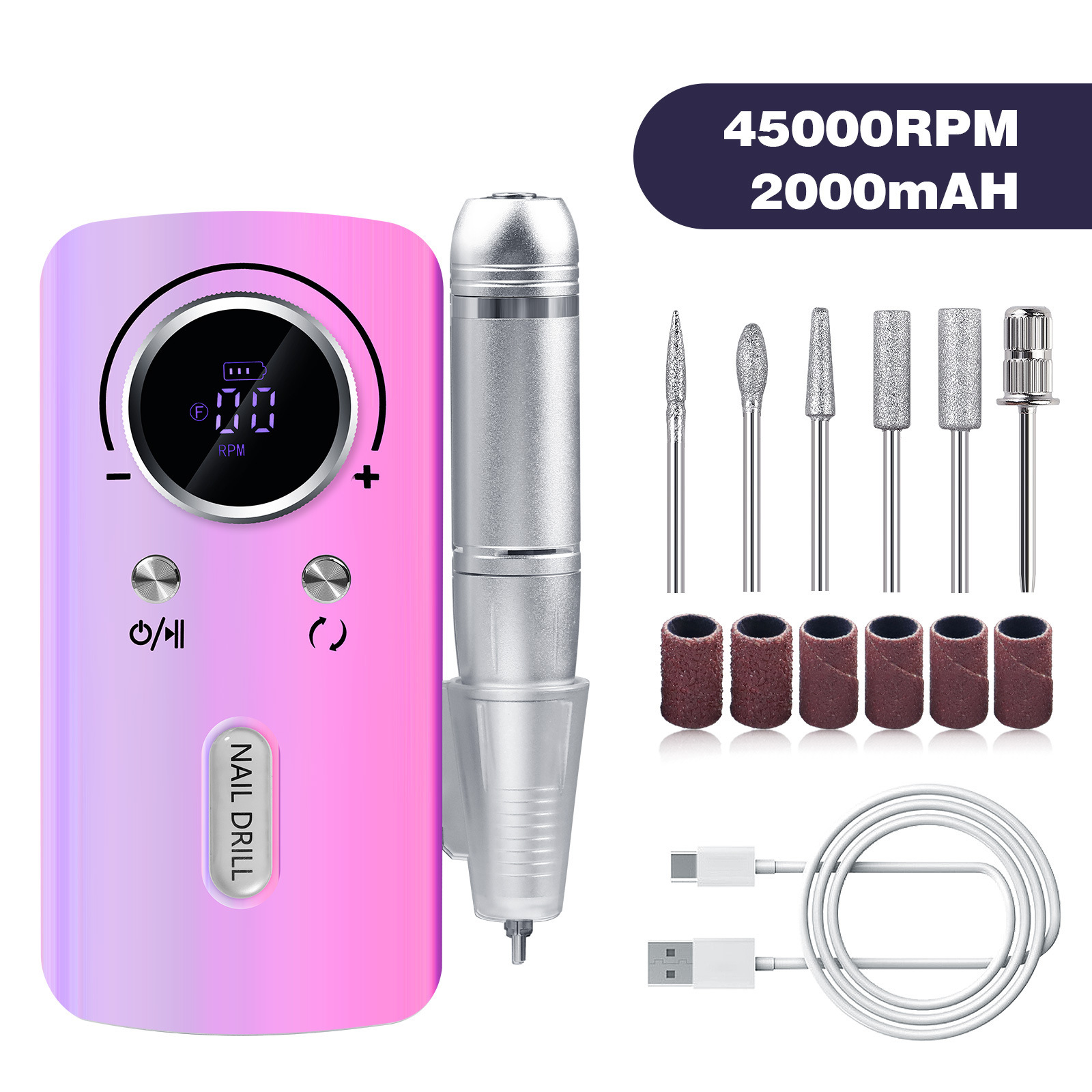 Transfronterizo nuevo V6 profesional de uñas amolador de uñas 45000 rpm almacenamiento de energía amolador de uñas eléctrico portátil