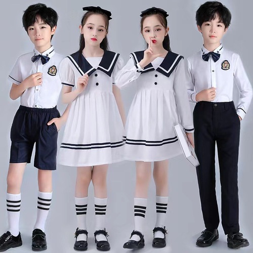 Children's choir performance costumes, primary and secondary school choir poetry reading performance attire, kindergarten graduation photos class uniforms