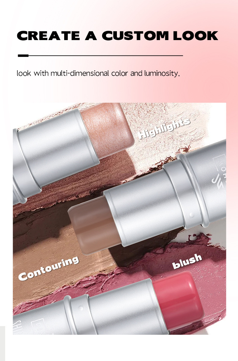 DIMSHOW 6-color High-gloss contouring Stick for brightening and contour modification, Shadow stick for under-eye Three-dimensional Blush and Rouge Stick Application Scenario