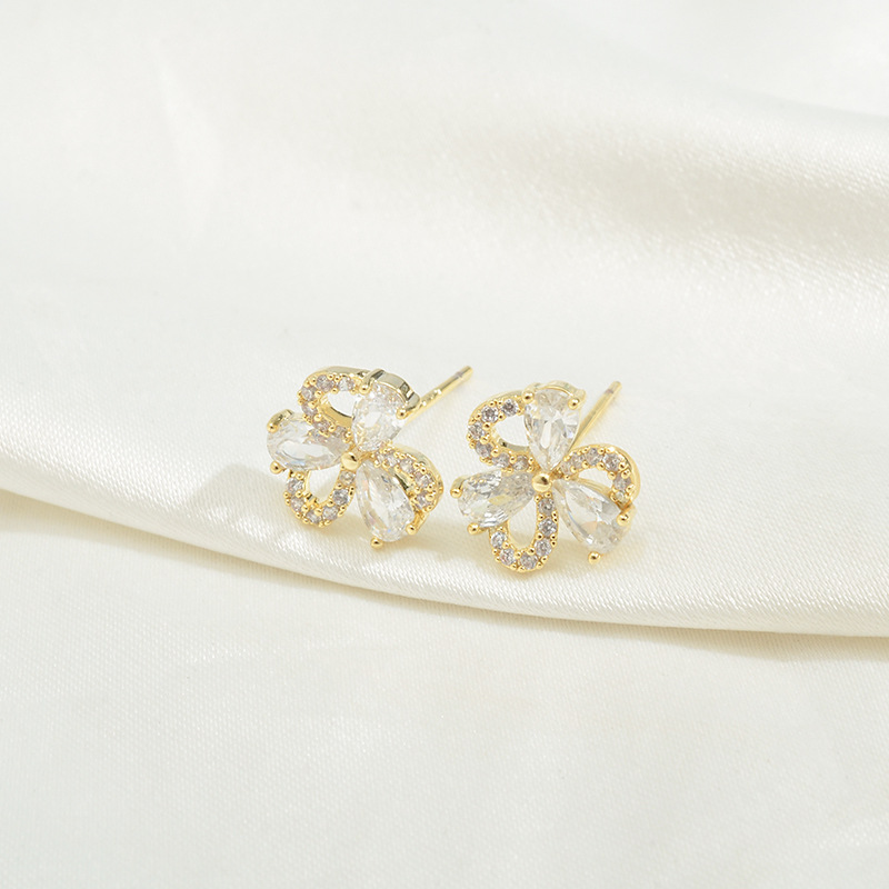 Fashion Snake Copper Inlay Zircon Ear Studs 3 Pairs display picture 3